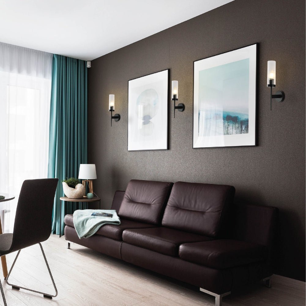 Wandlamp Geribbeld Glas Vintage Art Deco E27 Goud Chroom Nikkel Zwart Dimbaar Cilinder | Restfield